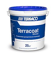 Декоративная штукатурка Terraco TERRACOAT GRANULE Silicon 1,5 мм, на силиконовой основе со сглаженной текстурой типа «шуба» База NP, 25 кг ведро